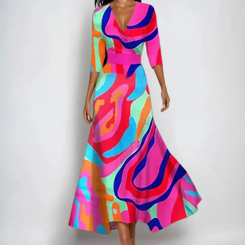 Grace - Puha tapintású virágmintás átlapolós ruha