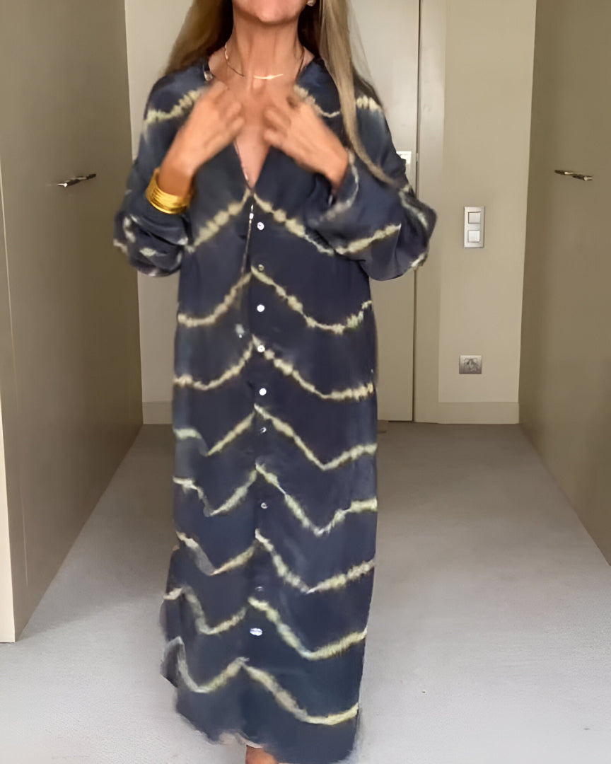 Aviyra - Puha tapintású, csíkos, bohém maxiruha