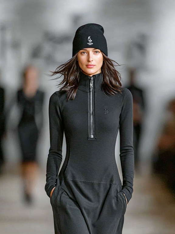 Elise - puha tapintású magas nyakú cipzáras maxi ruha