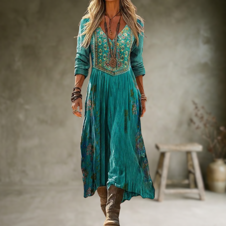 Lymira - Puha tapintású, virágmintás midi ruha