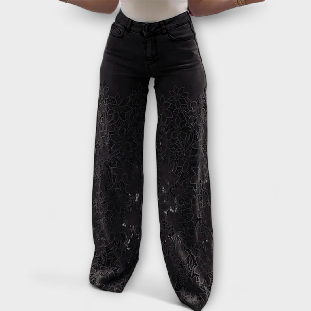 Elenai - prémium csipkés patchwork farmernadrág